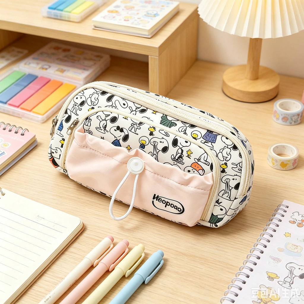 Snoopy Pencil Case Cartoon Large Capacity Pen Bag Stationery Bag Student Supplies Stationery Storage Bag Kawaii New Term Gifts