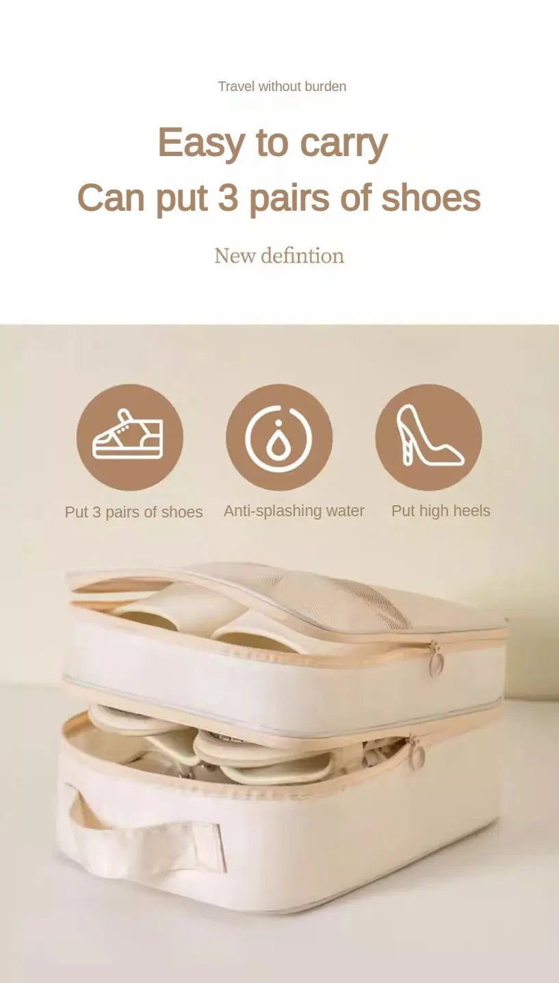 Travel Shoe Bag Storage Bag Washed Diagonal Breathable Mesh Multiple Pairs of Shoes Portable Shoe Box for Business Trips