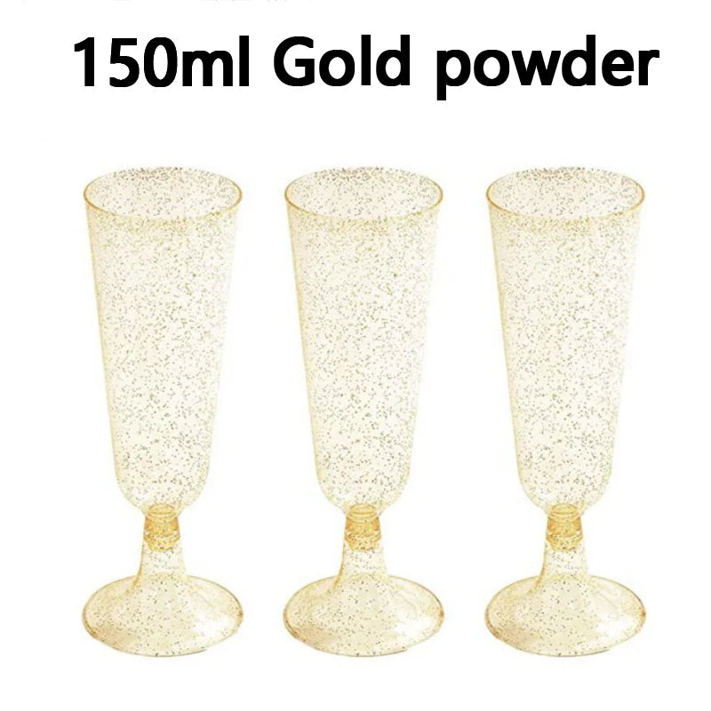 15/25/50pcs 150ml Disposable Champagne Glasses Cocktail Glasses Plastic Tall Glasses Martini Glasses for Weddings Party