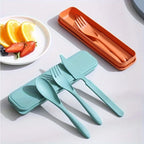 3In1 Portable Cutlery Set Reusable Home Travel Utensil Set Fork Spoon Knife with Box Dinnerware Set Picnic Camping Tableware
