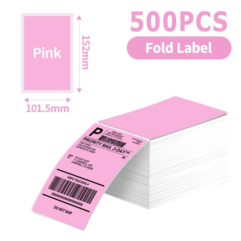 A6 Size 4x6'' 4x4'' Shipping Labels FanFold Paper 241BT 246S D520 DYMO 4XL Zebra Munbyn Nelko for LOGO Barcode