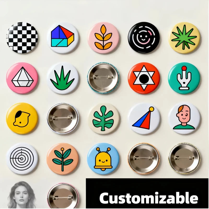 Diy Round Badge Custom Own Tinplate Brooches Personalized Photo Handwriting Text or Graphic Pins Acccessory Gifts for Boys Girls