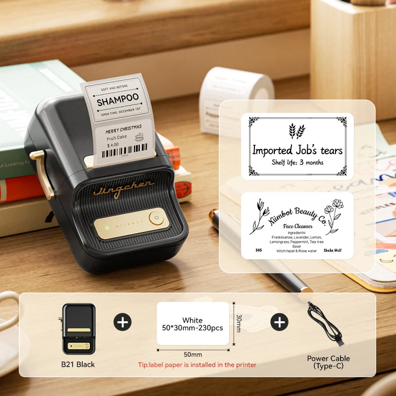 NiiMbot B21 Mini Thermal Printer Wireless Barcode Label Maker Bluetooth Portable Adhesive Label Printers for Office Commercial