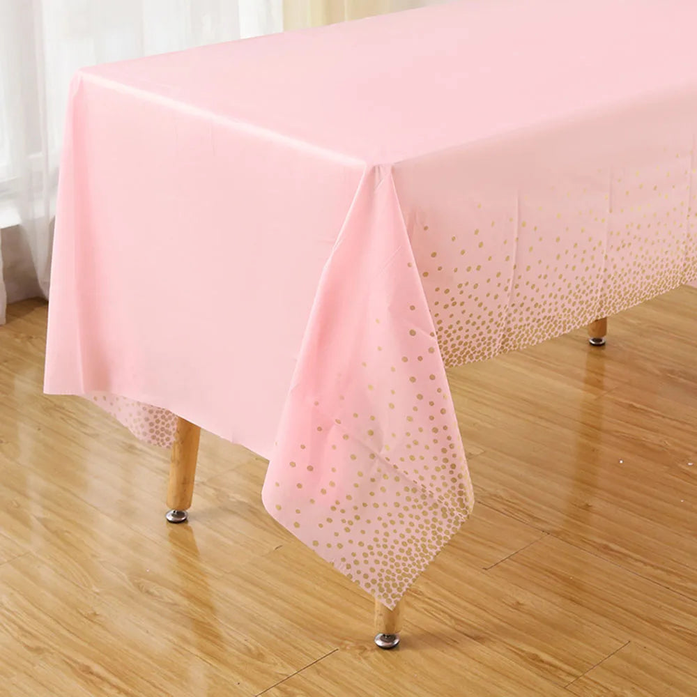 137X274Cm Dot Disposable Tablecloths Macaron Black Plastic Disposable Table Cover Wedding Birthday Party Disposable Tableware