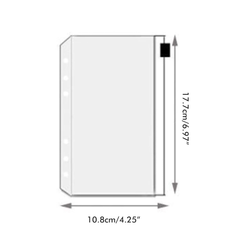12Pcs A6 Binder Pockets Transparent PVC 6-Hole Binder Pockets Zip Folder Plastic Money Budget Envelopes