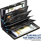 Anti-Scan RFID Blocking Card Holder - Aluminum Metal Wallet for 6 ID/Bank Cards Business Credit Card Case with Secure Protection