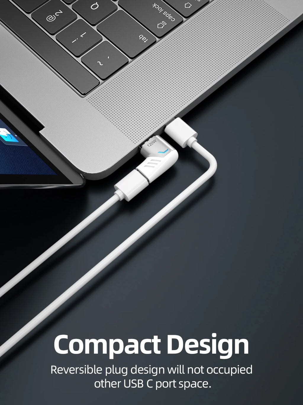 Elough 120W USB Type C To USB C Magnetic Adapter 90 Degree Fast Charging Magnetic Converter For Macbook iPad Pro Switch Samsung