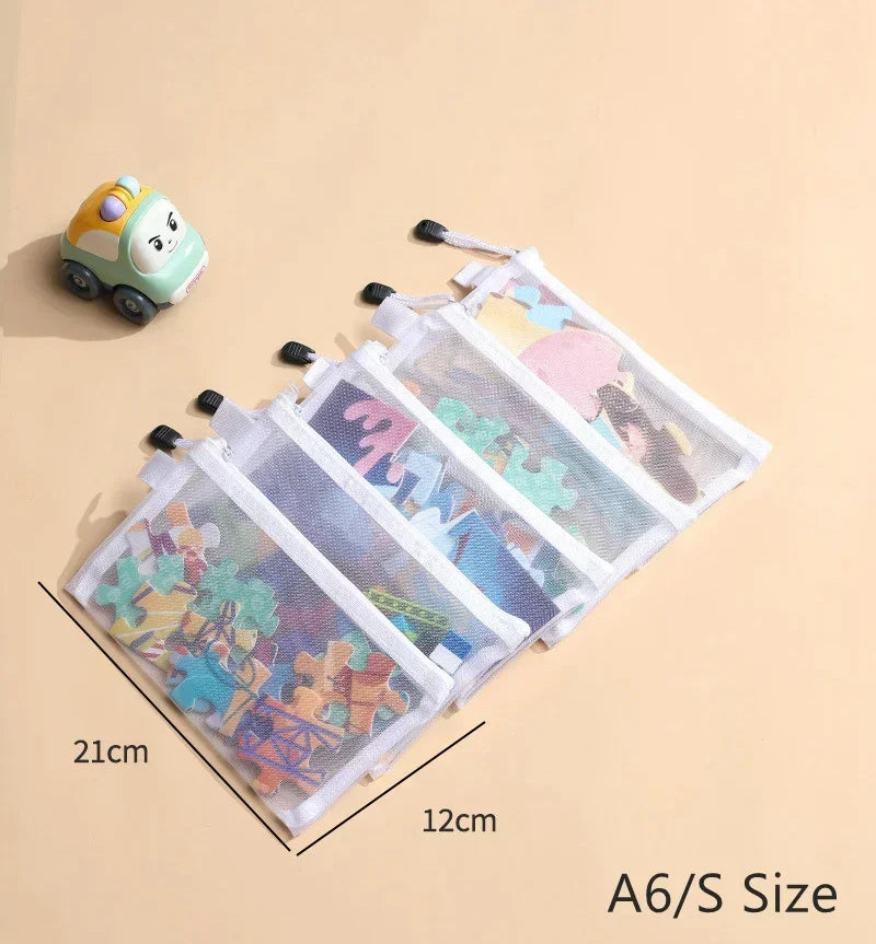 Transparent  A4/A5/A6 Mesh Zipper Pouch Clear Document Bag Book File Folders Stationery Pencil Case Storage Bags Makeup Pouch