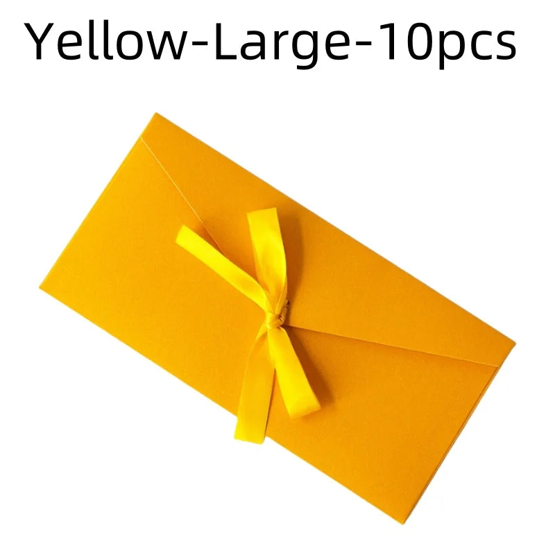 10 Pcs/set Envelope Pearlescent Paper Bow Thicken Ribbon Retro Creative Color Stationery Wedding Invited Gift