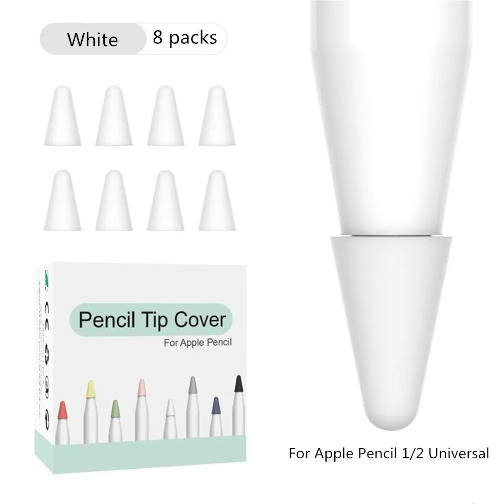 8pcs Soft Silicone Nib Cover For Apple Pencil 1 2 Tip Case Sleeve For Apple Pencil 1st 2nd Gen Touchscreen Stylus Pen Nib Case