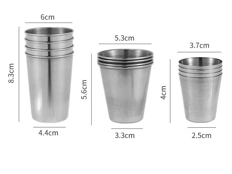 2025 4Pcs Outdoor Travel Stainless Steel Cups Mini Glasses for Whisky Wine with Case Portable Drinkware 30ml/70ml/170ml