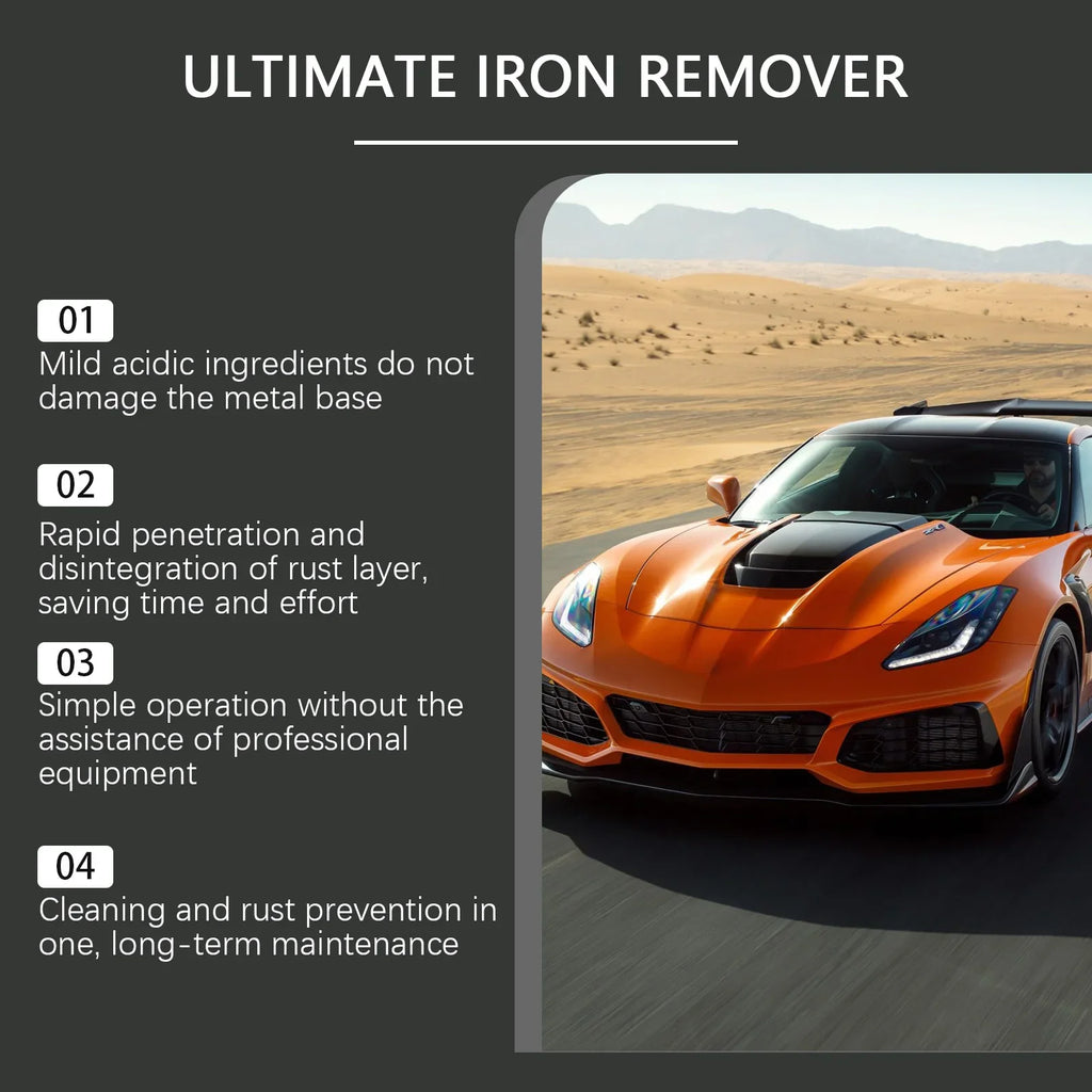 Car Rust Remover Car Wheel Care Quick Remover Car Exhaust Pipe Rust Removal Spray Clean Metal Iron Powder Stains