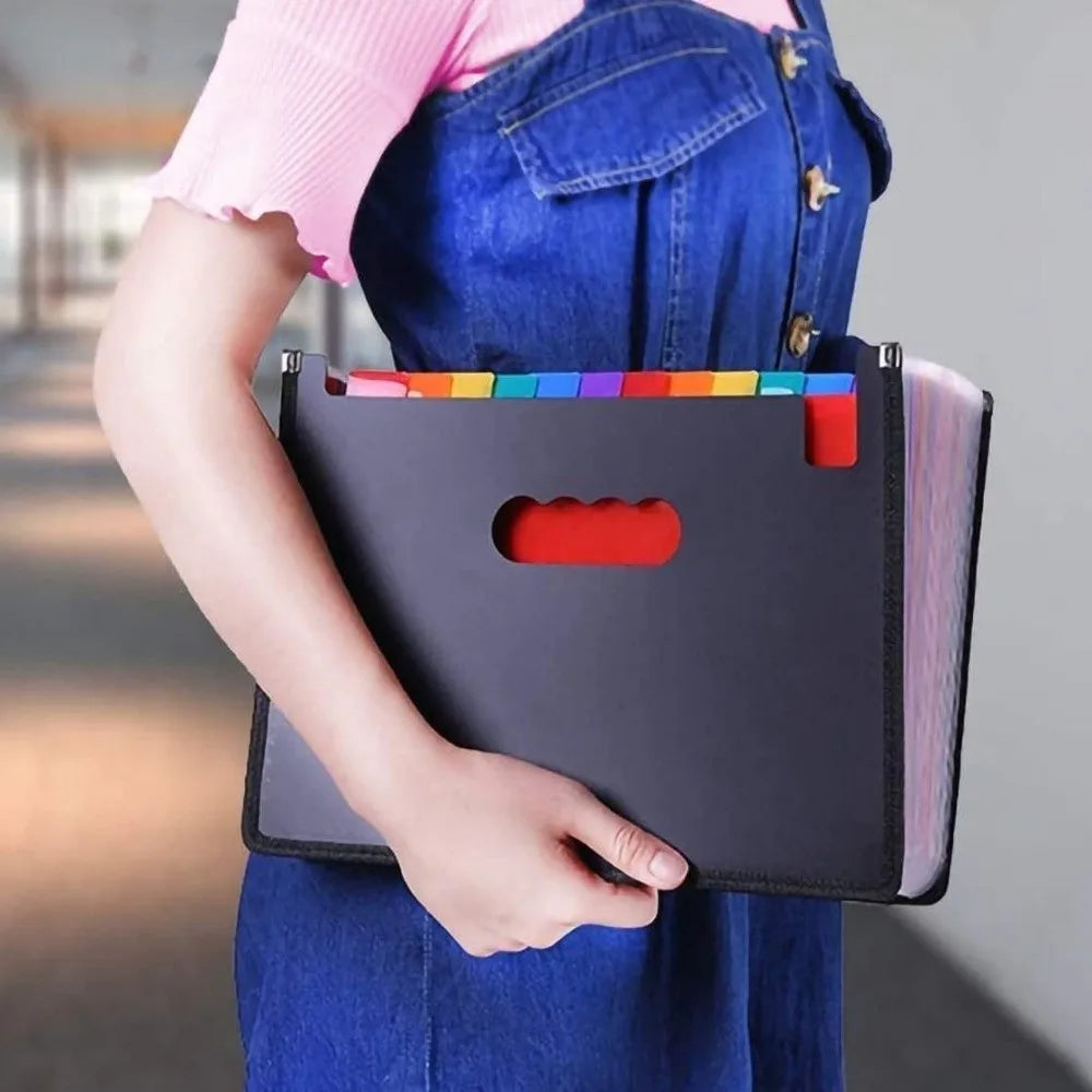 Portable 13/25 Pockets Expanding File Box A4 Expanding Capacity Accordion File Folder Document Organizer Office