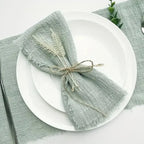 10Pcs 32x32cm Handmade Cloth Napkins with Fringe, Delicate Rustic Decorative Table Napkins for Wedding/Dinner/Party