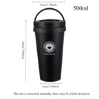 16Oz InsulatedCoffeeCupCoffeeThermosFlask with Leak Proof Lid AndHandle 304 Material Double Wall Insulation and Leak ProofDesign
