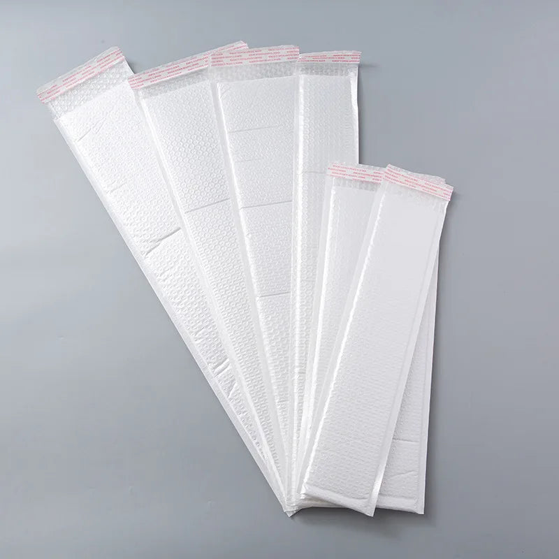 10Pcs Long Strip Bubble Bag Composite Pearl Film Bubble Envelope White Plastic Packing Courier Bags Waterproof Padded Envelopes