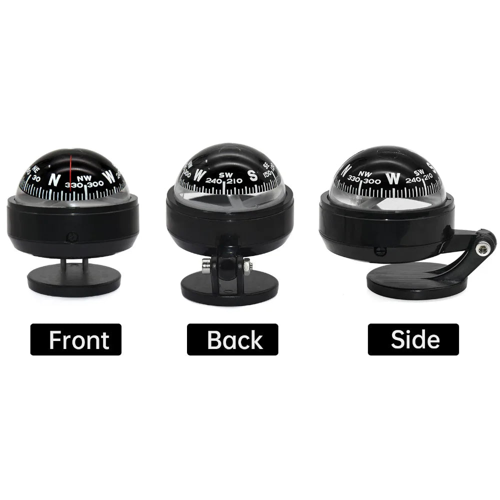 For Boat Yacht Car Waterproof Navigation Compass With Electronic LED Light White/Black Marine Sea Pivoting Marine Compass
