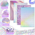 20 Sheets Holographic Cardstock 8.5 x 11, 250gsm Metallic Cardstock Glitter Shiny Iridescent Mirror Paper for Scrapbooking DIY