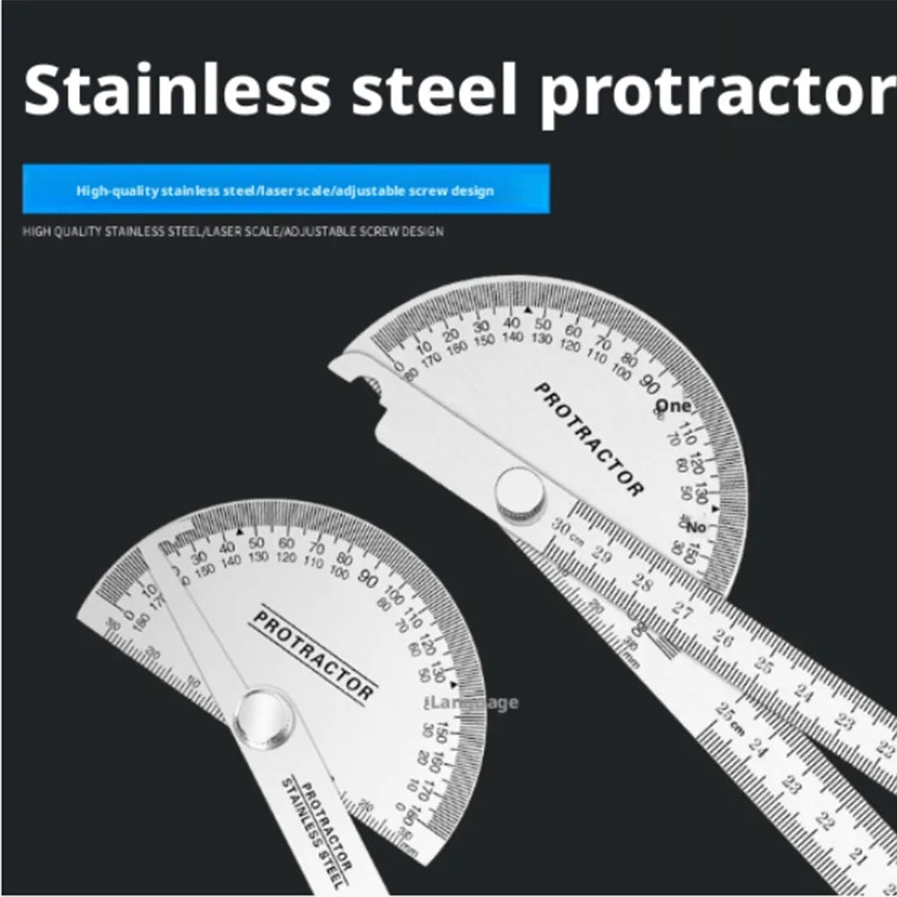 Stainless Steel Protractor & Angle Ruler Set, Multi-Angle Measuring Tool for Woodworking, Precision Angle Finder Goniometer