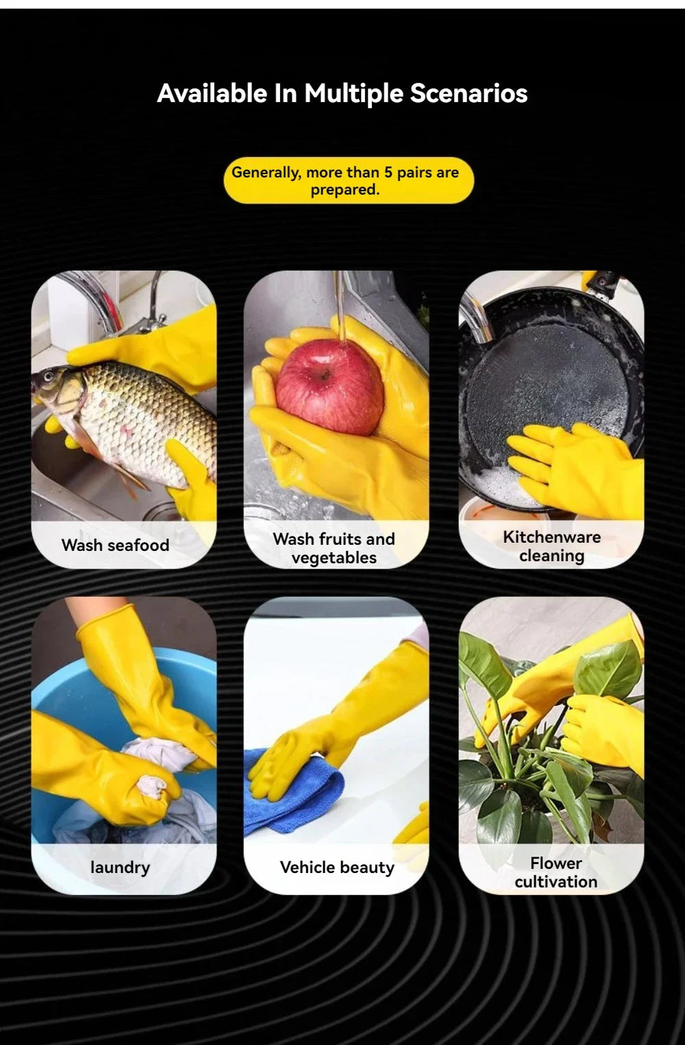【Top Quality】Latex Glove Rubber Household Kitchen Thickened Acid and Alkali Resistant Latex Gloves Wholesale Dishwashing Laundry