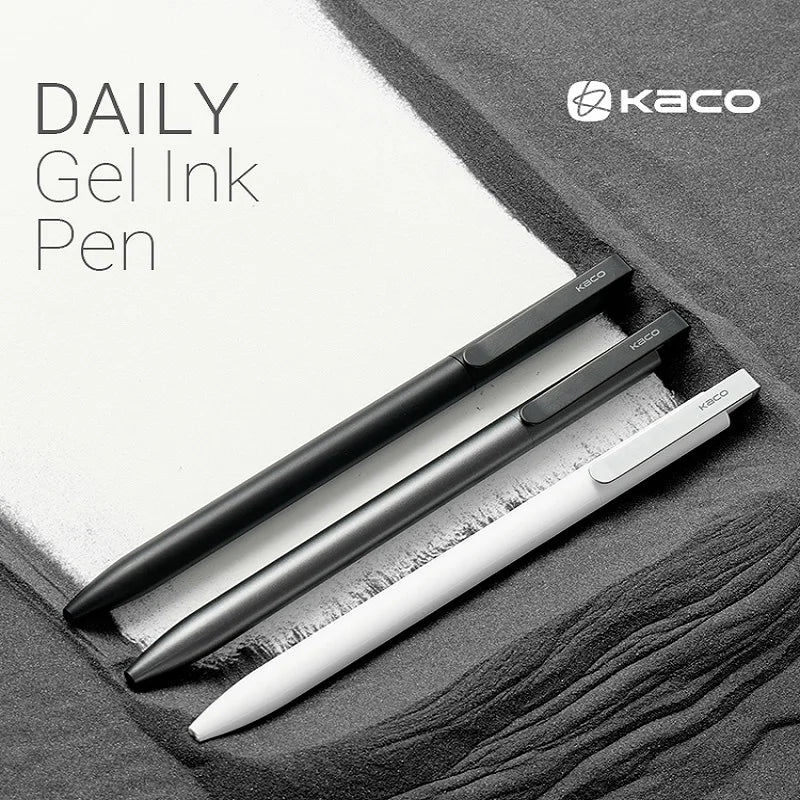 KACO Gel Pens Press Signature Pen Stationery Metal Pen Clip 0.5mm Black Ink Quicking Drying Large Capacity 800M Smooth Writing