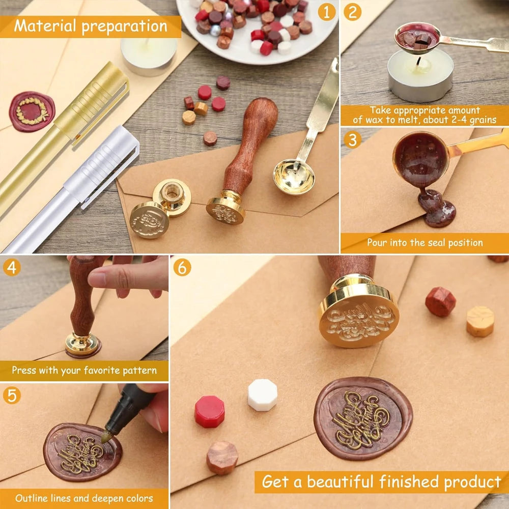 Custom Brass Wax Seal Stamp Personalized LOGO 25/30/40/50mm Round/Square Wax Sealing Head For Wedding Invitation Card Decor Seal