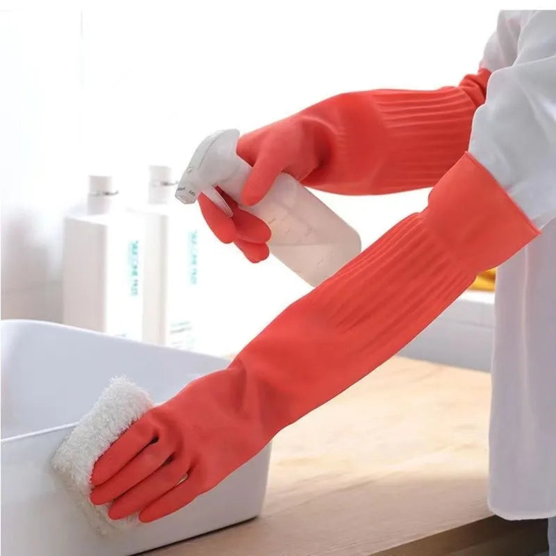 45/56cm Latex Long Gloves Aquarium Fish Tank Industrial Thick Protective Gauntlets Waterproof Rubber Latex Dishwashing Gloves