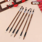 6Pcs Traditional Chinese Calligraphy Brushes Set White Clouds Bamboo Wolf's Hair For Painting Practice Writing Tools
