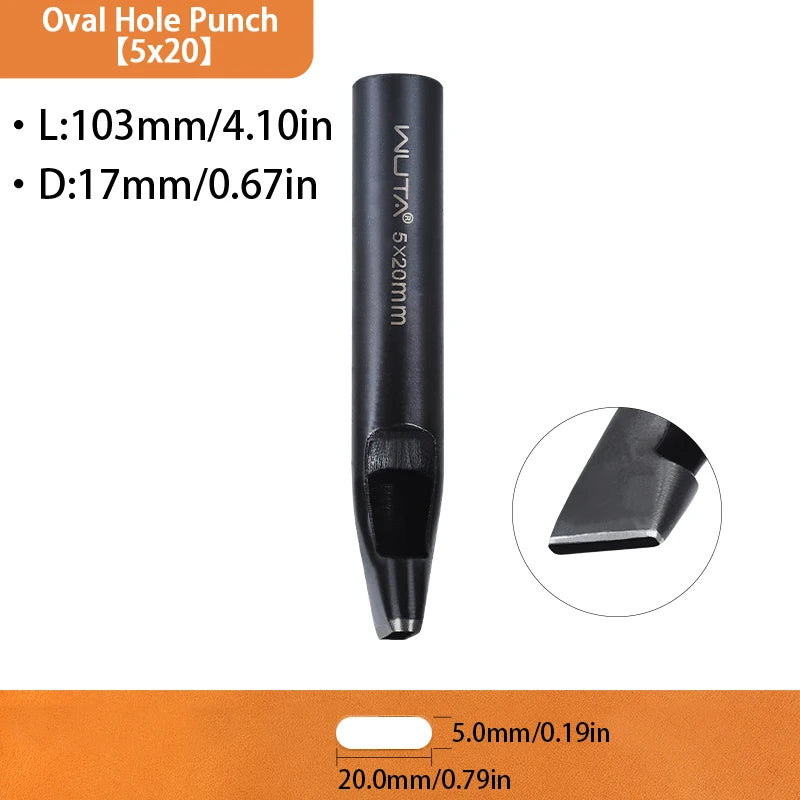 WUTA Basic Series 1pc Leather Belt Hole Puncher Oblong Hollow Punch Oval Flat Punches DIY Craft Tools for Strap Watch Band Bags