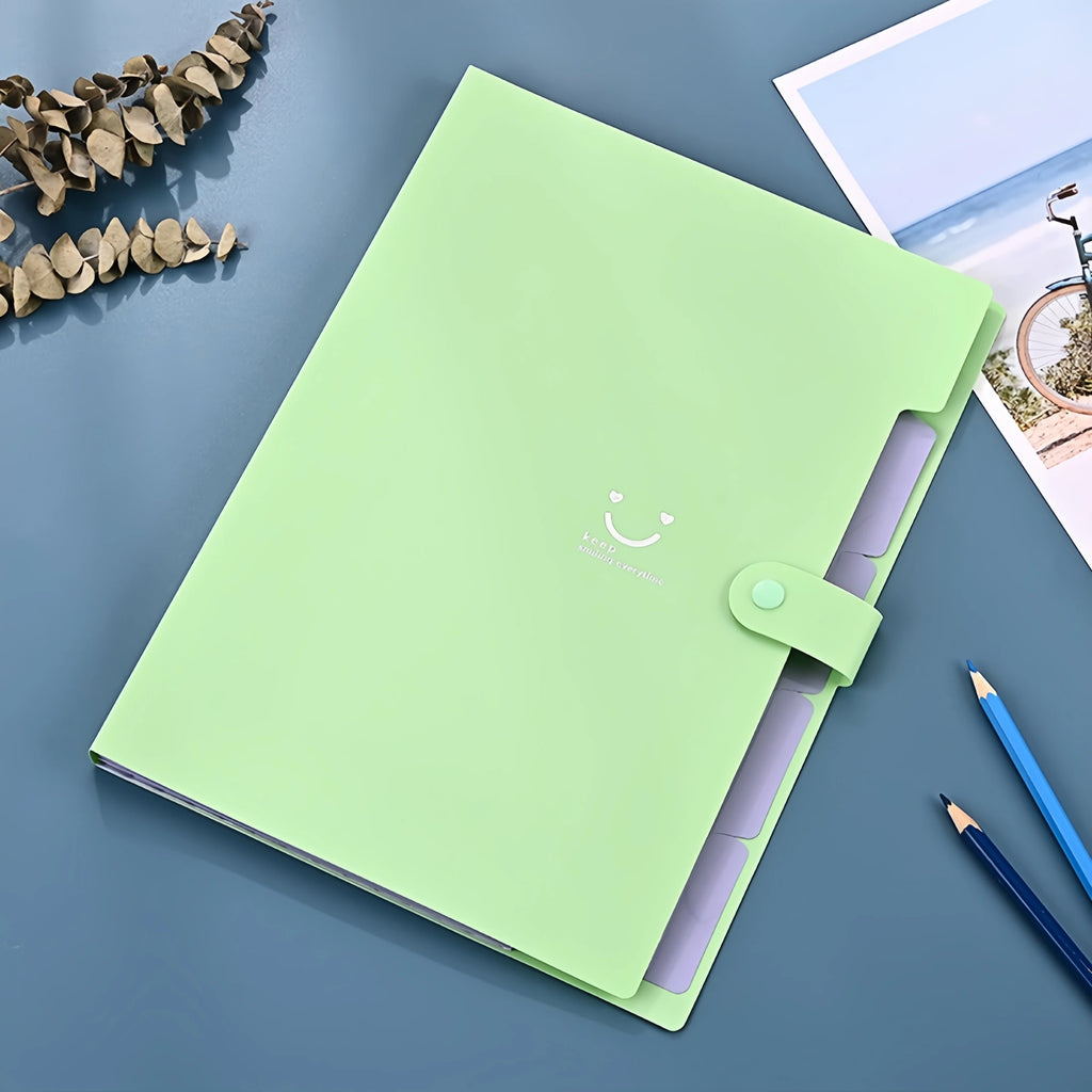5page Classic Accordion File Folders - A4 Document Storage Bags with Plastic Material and Test Roll Holder - Durable and Expanda