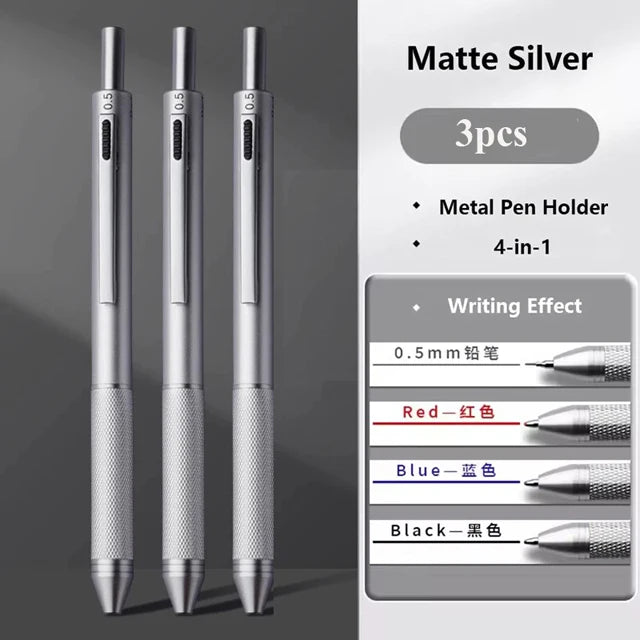 Multifunctional 4-color-in-one gravity-sensing pen metal ballpoint pen/Mechanical Pencil,Black/Red/Blue Ink Oil Signing canetas