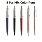 5Pcs/Set Metal Ballpoint Pen Promotional Pens G2 Refill Blue Ink Automatic Ballpoint Pens Set For School stationery office Pen