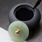 Small Natural Stone Inkstone Jade Mini Ink Stone Chinese Style Calligraphy Practice Inkstone Vintage Practical Ink Cartridge