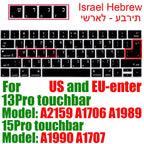 Hebrew Israel  Keyboard Cover for Macbook Pro14 A2442 Air13.6 M2 A2681 Pro13 M1 A2338 A2289 Waterproof Silicone protective film