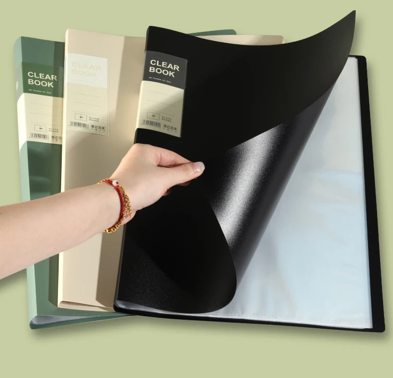 A3 Side-Loading Portfolio 8K Album for Children's Certificates, Artwork, Drawing Paper, and Poster Collection Folder