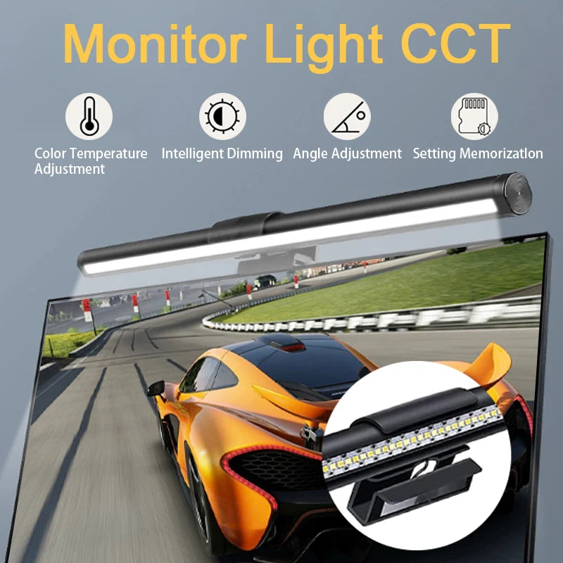 Wiscolor Computer Monitor LED Screen Hanging Light Bar Remote Control Stepless Dimming Eyescare USB Lightbar Reading Desk Lamp