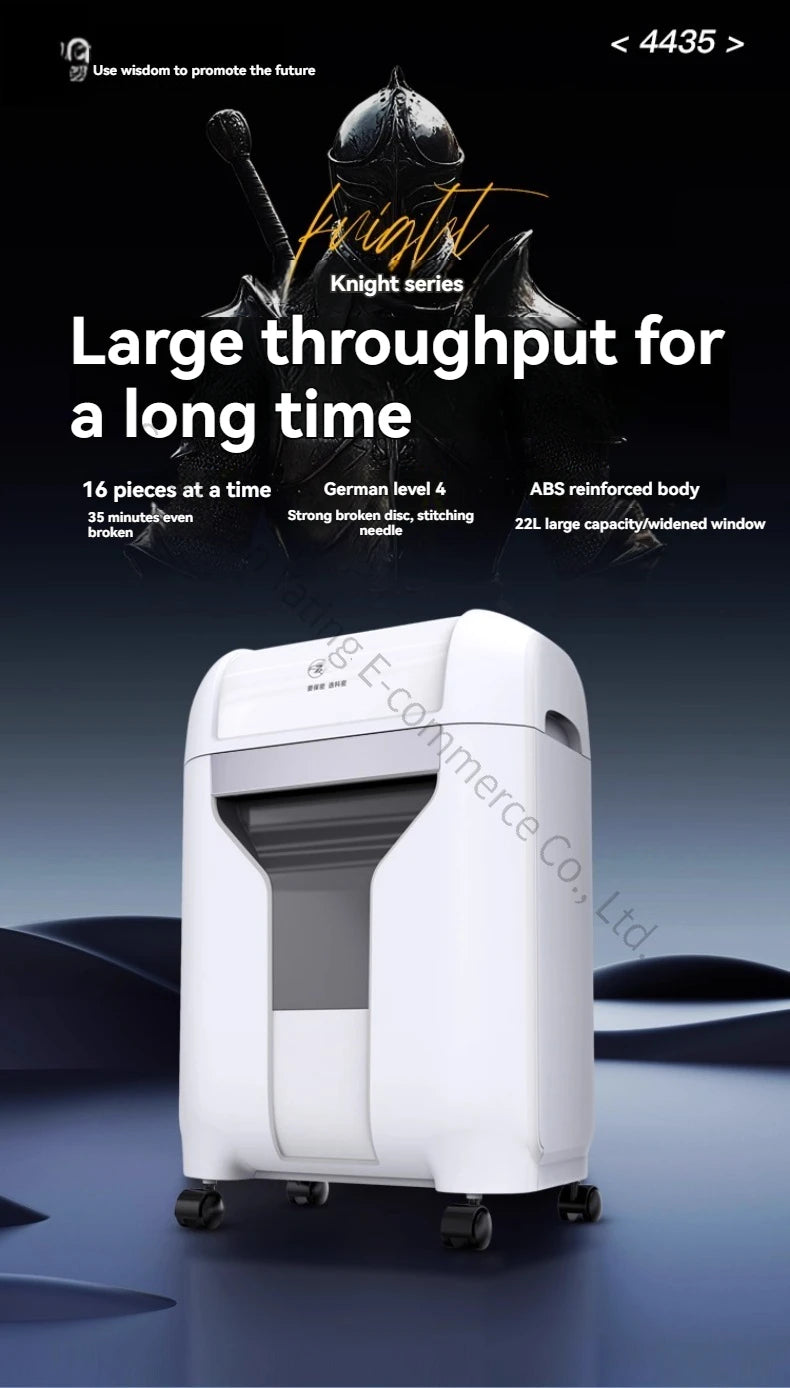 25L 4435 Office Electric Shredder for Shredding Paper Particles Book Nails Cards Confidential Specific Document Shredder Level 5