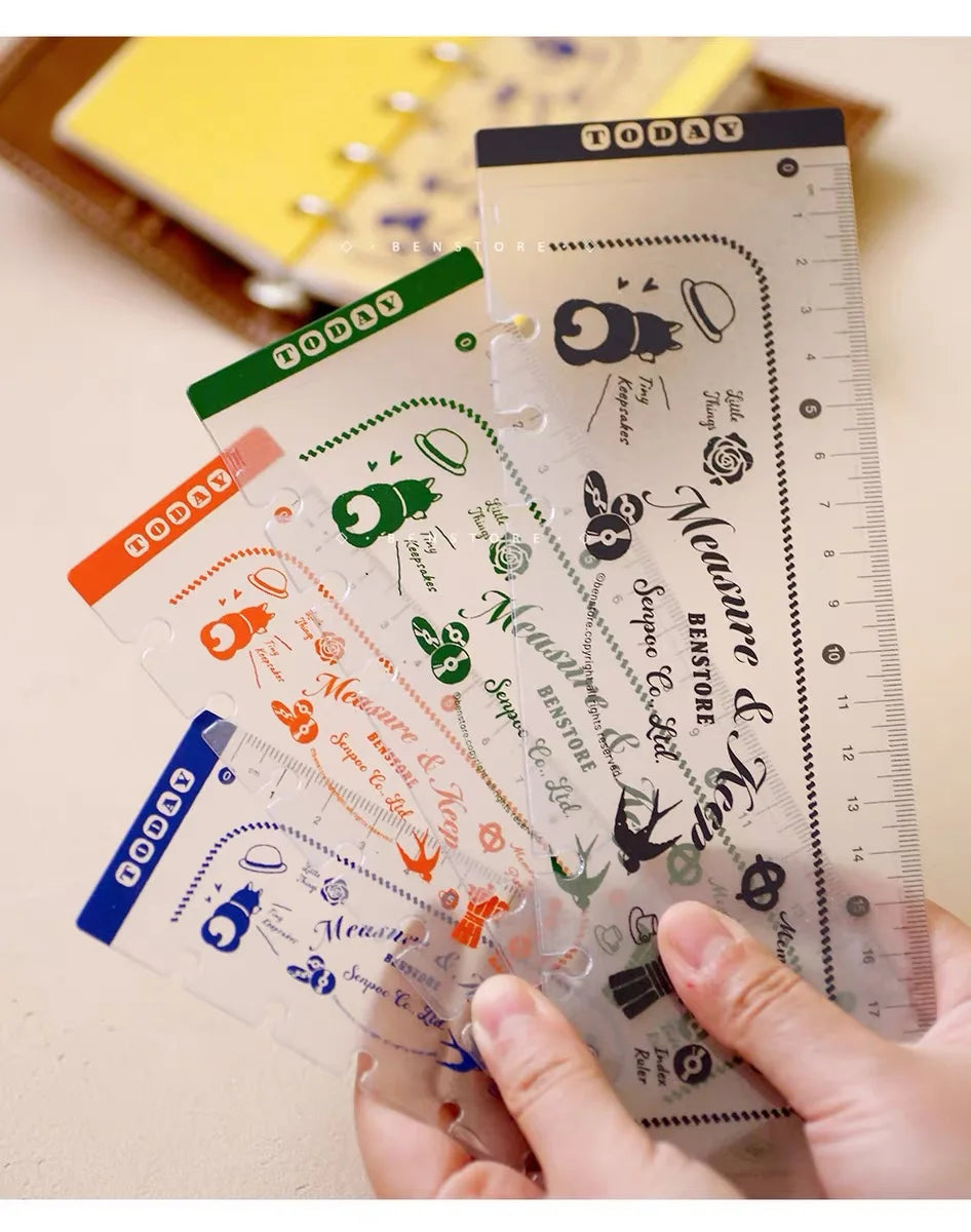 Binder Storage ruler vintage loose-leaf Notebook inner page index divider bookmark DIY accessory flexible ruler