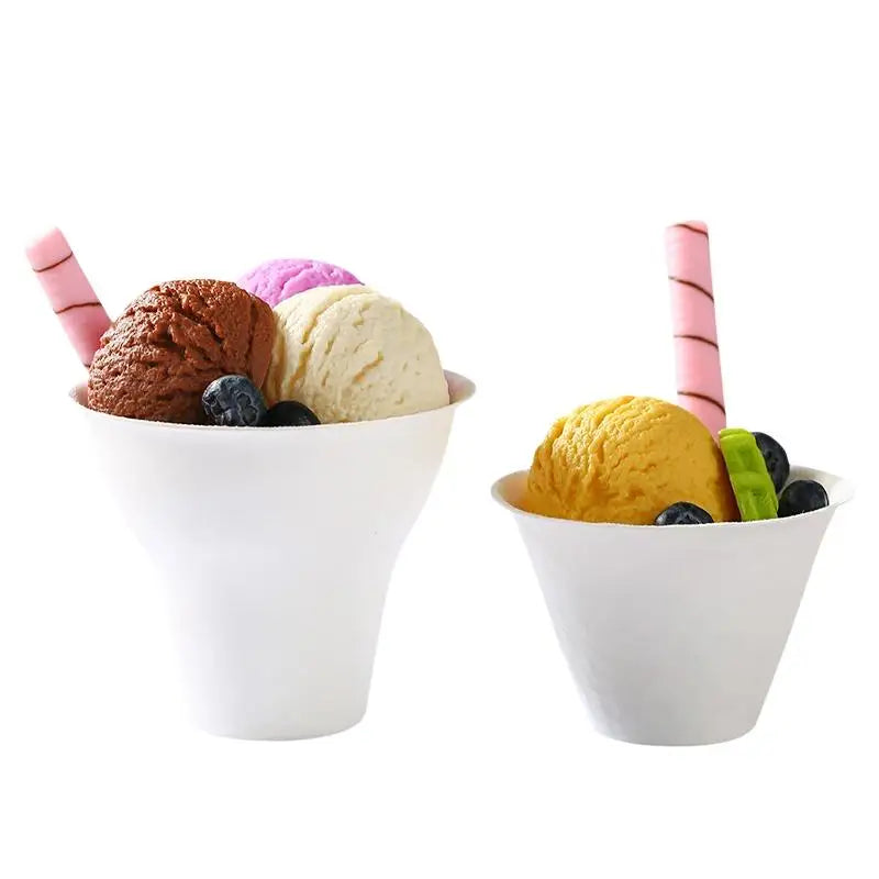 10Pcs Disposable Ice Cream Cup Dessert Cake Paper Cup Shaved Ice Yogurt Bowl Food Grade Tiramisu Dessert Pulp Cups