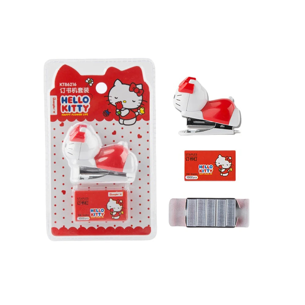 Genuine Sanrio Hello Kitty Stapler Set with Staples Bookbinding Machine Creative Stationery Gift for Women School Office