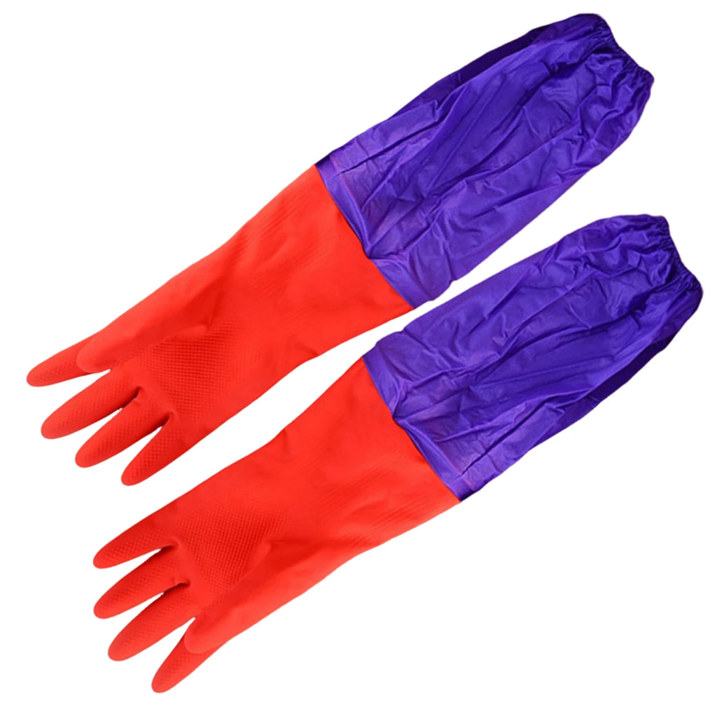 Fleece Lined Latex Dishwashing Gloves Thermal Extra Long Latex Cleaning Gloves Warm Winter Dishwashing Laundry Aid