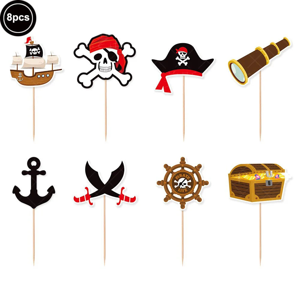Pirate Party Paper Plate Cup Napkin Party Tableware Pirate Party Decor Pirate Ship Bone Dinnerware Supplies for Adult Kids Decor