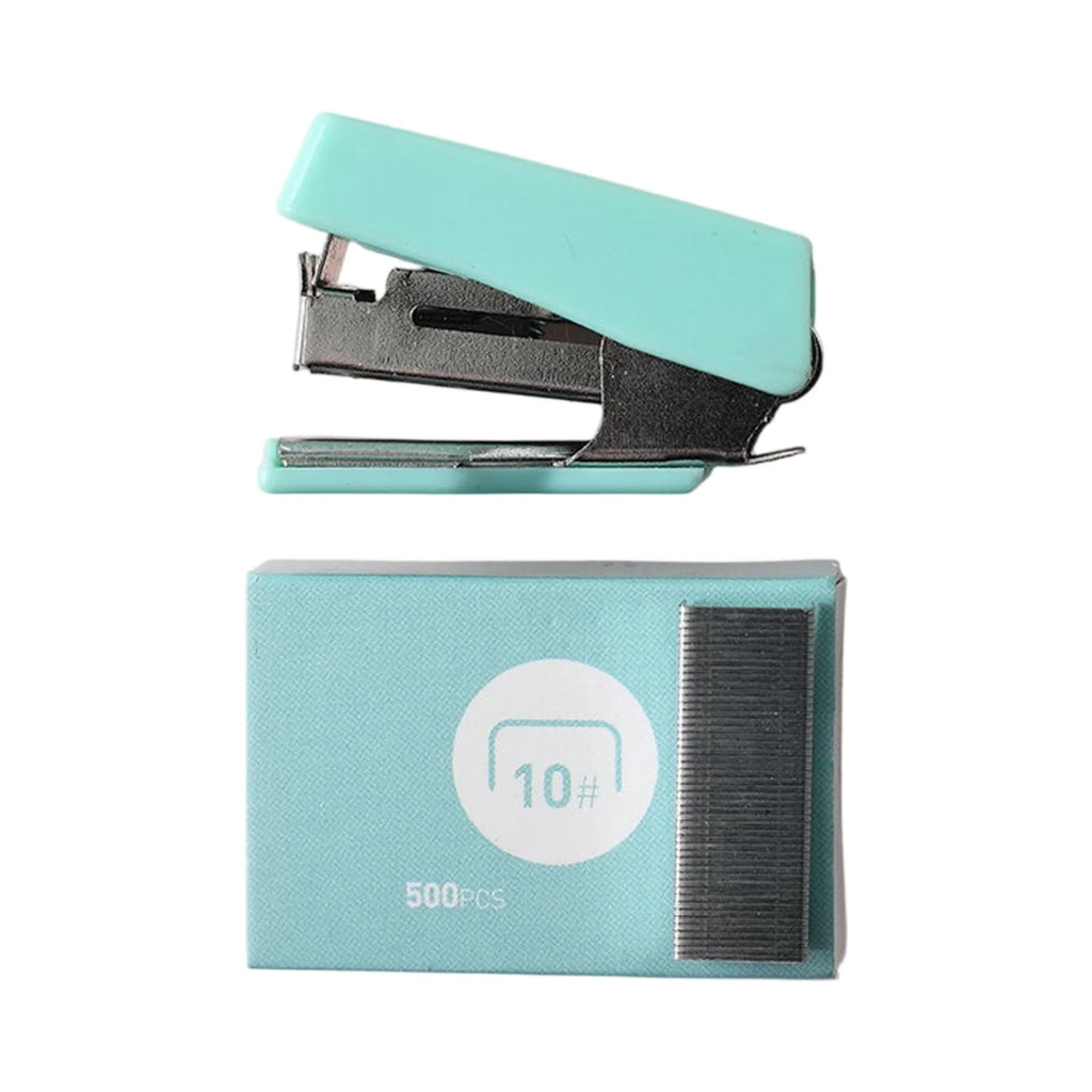 Mini Desktop Stapler Set with 400 Staples Portable Office Stationery Kit Home School Supplies Compact Paper Fastener Tool