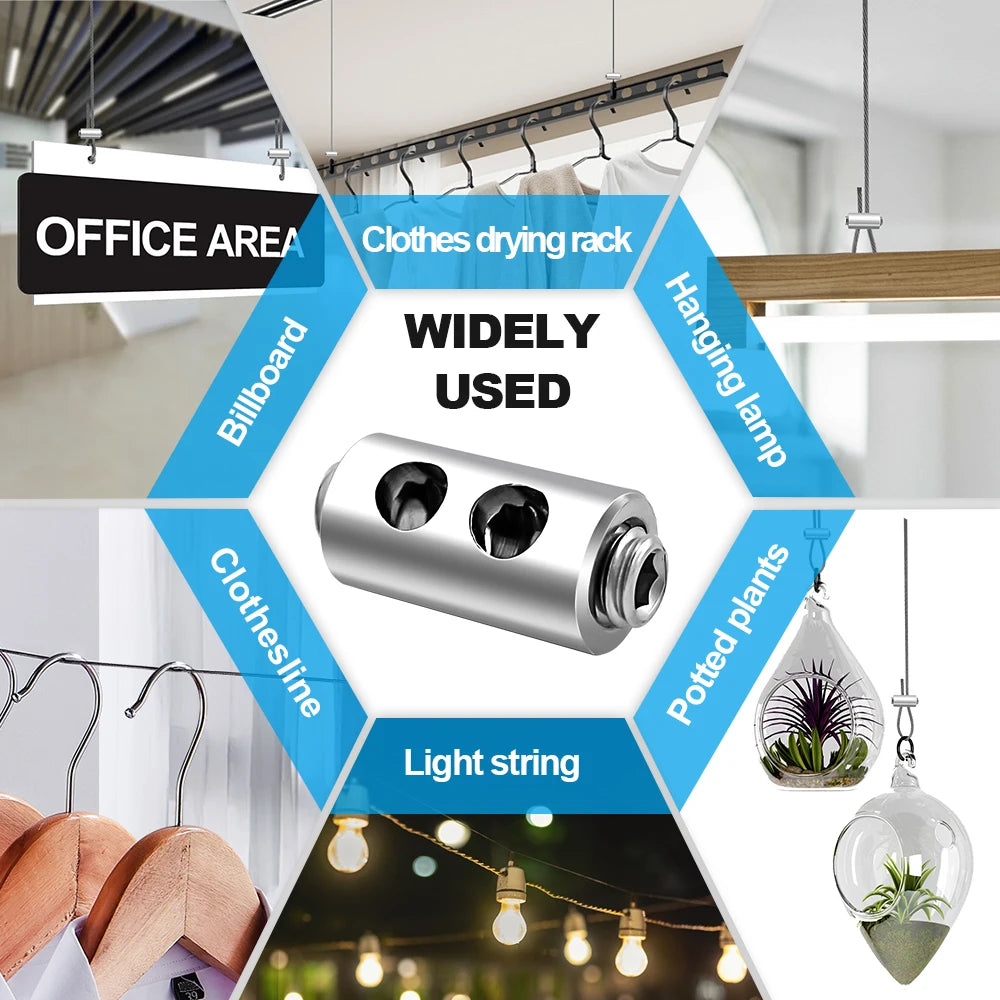 10pcs 2/3mm Wire Rope Clamps Stainless Steel Cable Fastener Adjustable Screw Copper Metal Clip Sling Fitting