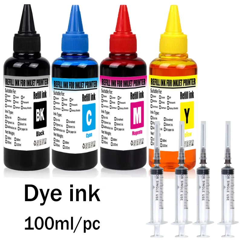 Dye ink Refill kit For HP 301 302 304 305Xl Printer For Epson Canon 40 41 445 446 Brother Lexmark Samsung Dell Inkjet Printer