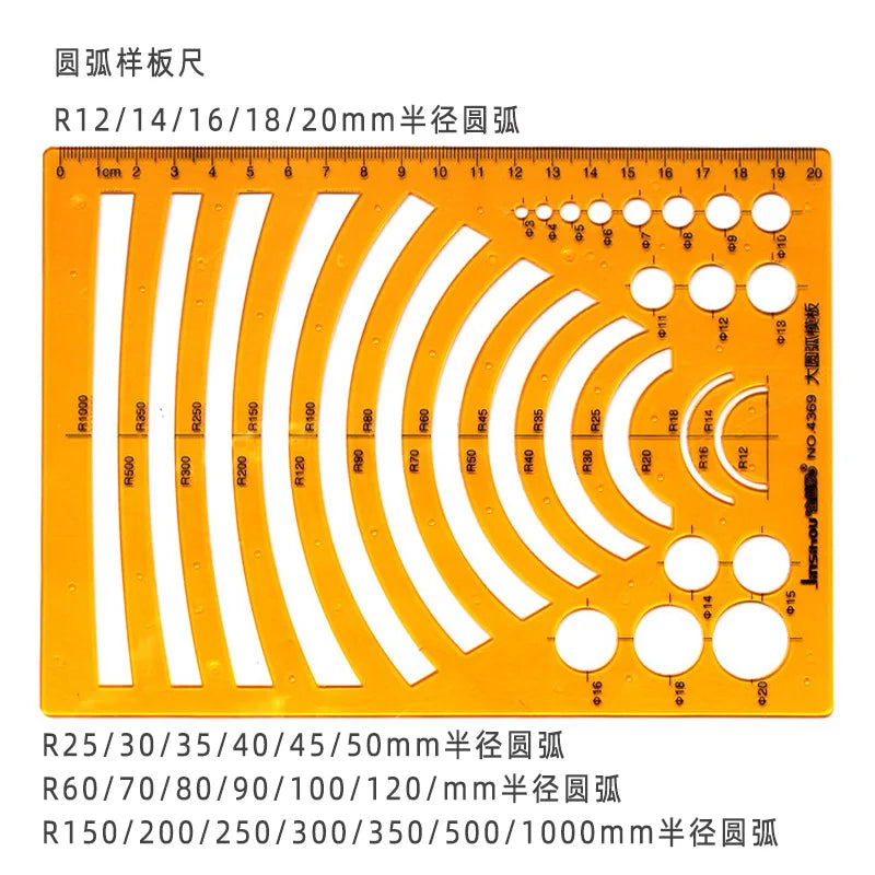 Template Measuring Ruler Circular Oval Ruler Durable K Resin Drawing Design Furniture Architect Template Drafting Ruler
