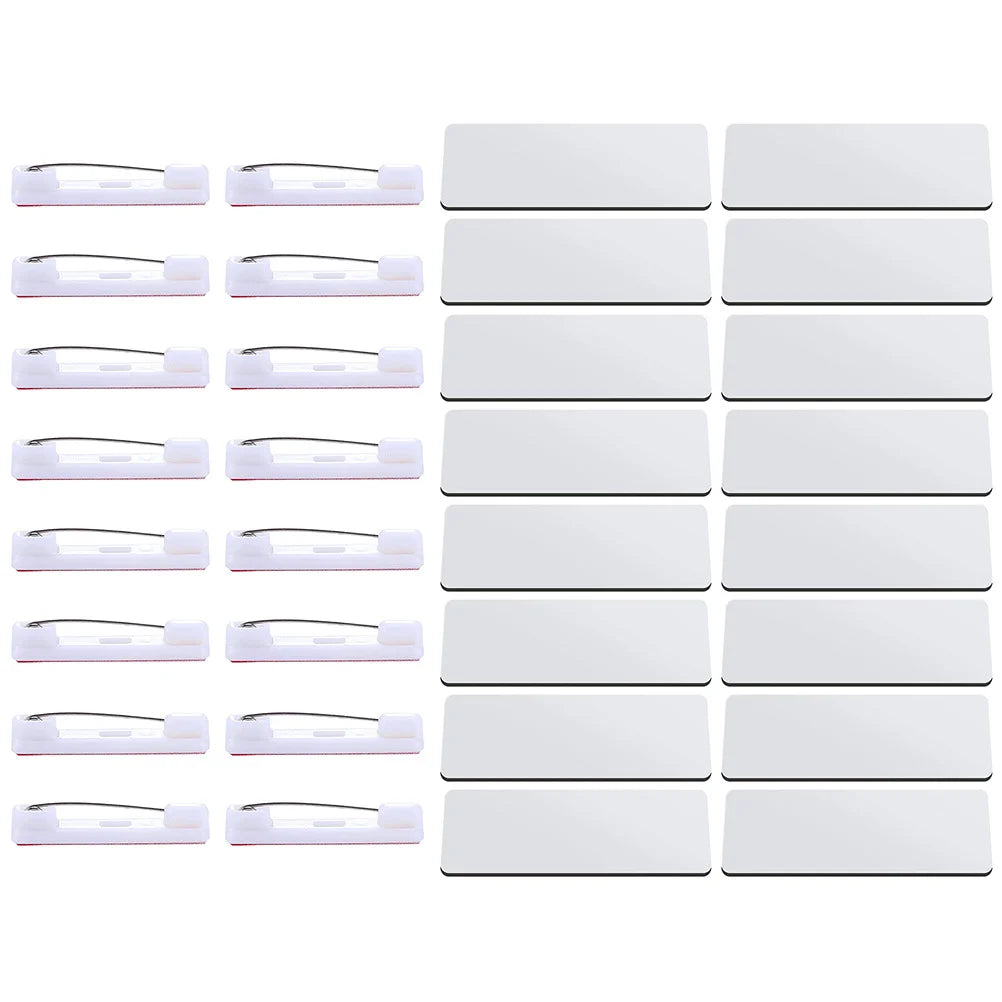 32pcs Blank Badges Diy Hard Wooden Name Tags For Office Workers Reusable Custom Printable Sublimation Badges Magnetic Name
