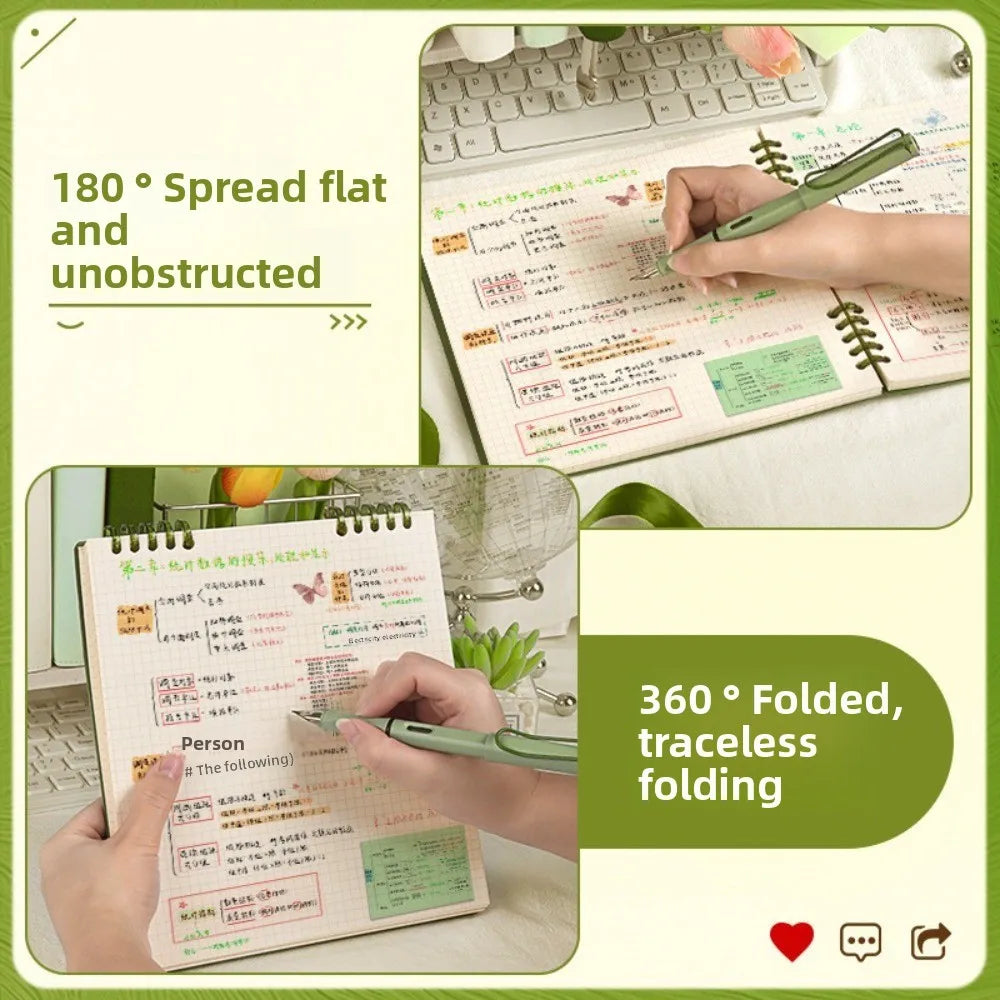 Multifunctional 120 Pages Loose-leaf Notebook Color Detachable Diary Book Grid Inner Pages Flip Up Hand Account Book Students