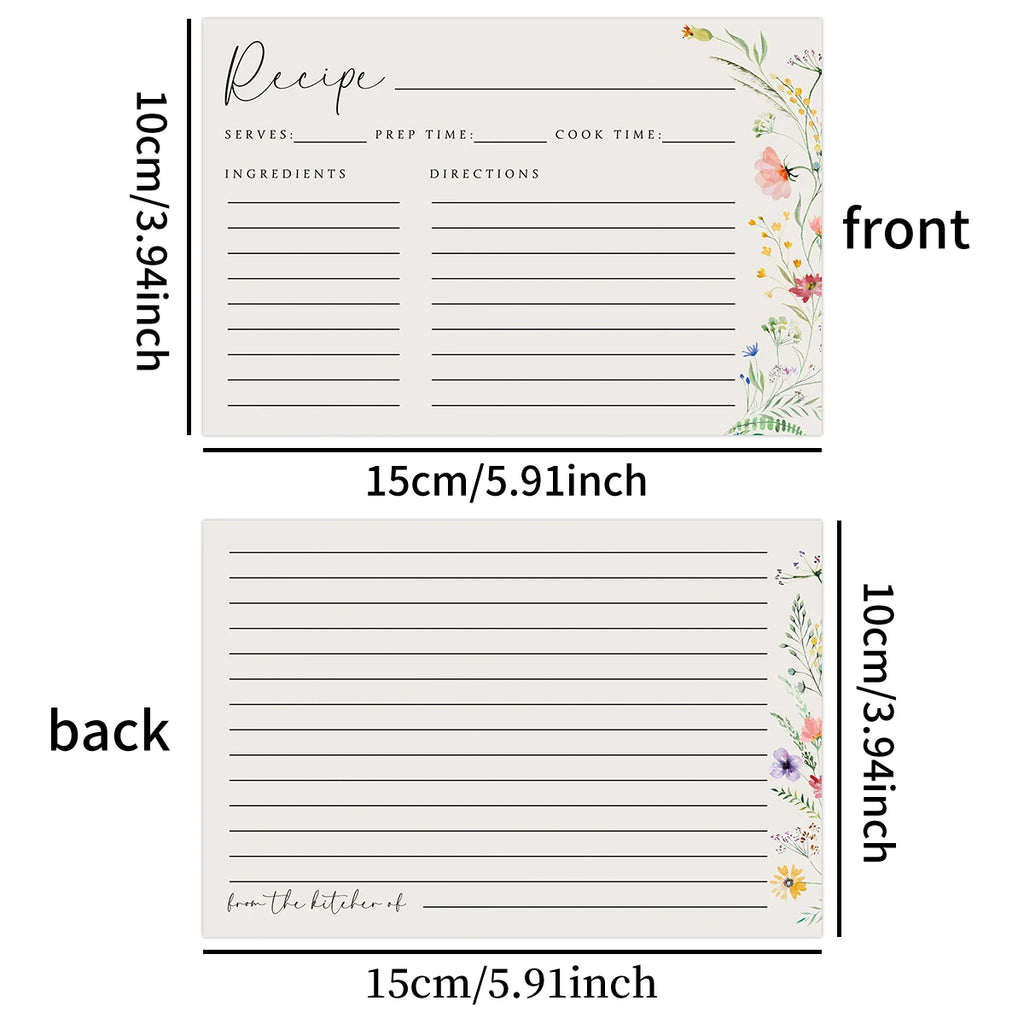 50pcs Double-sided No-smear Cardstock Blank Thick Recipe Note Cards，family Menu And Record Kitchen Information Classification
