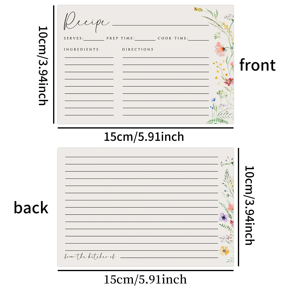 50pcs Double-sided No-smear Cardstock Blank Thick Recipe Note Cards，family Menu And Record Kitchen Information Classification